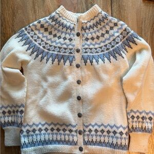 Vintage Cream and Blue Cardigan